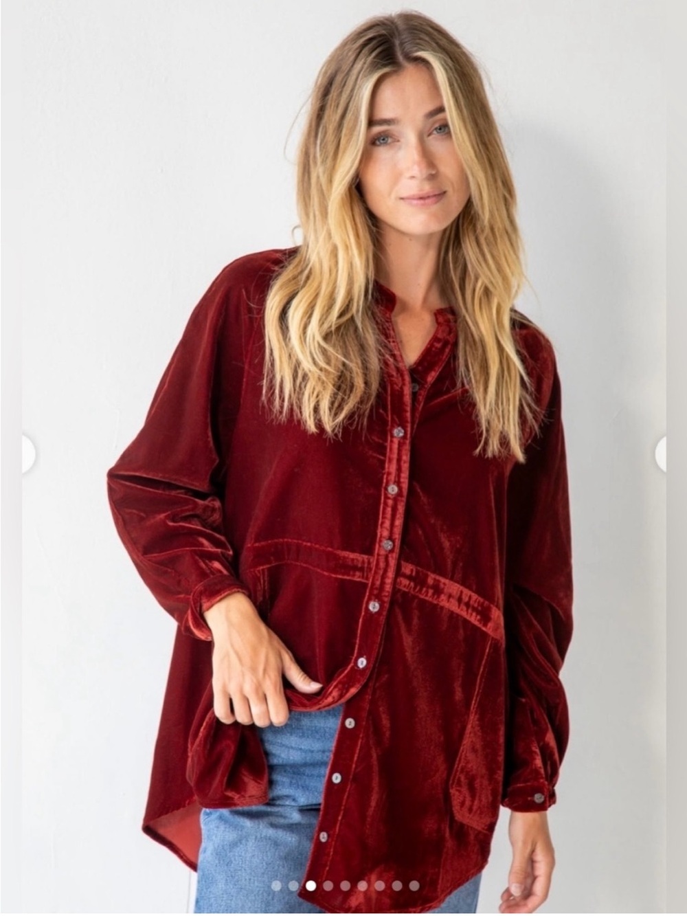 NWT Natural Life Velvet Button Down Top Tunic Burnt Orange size XS